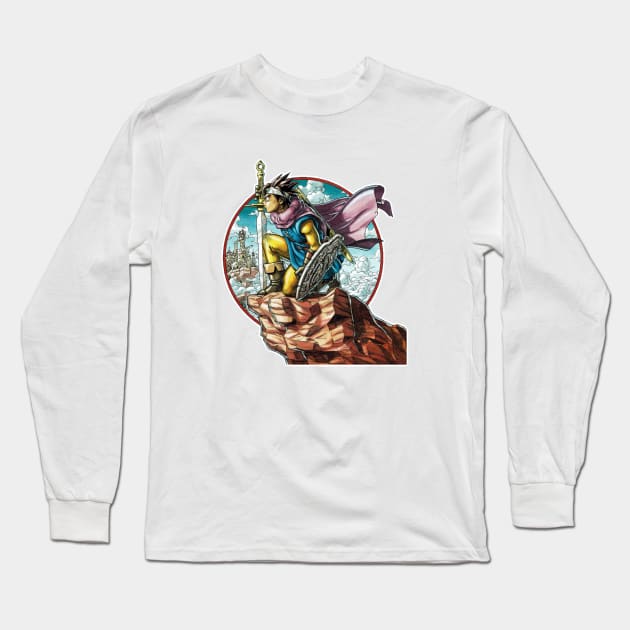 Dragon Quest - Erdrick on a Cliff Long Sleeve T-Shirt by Il Mercante